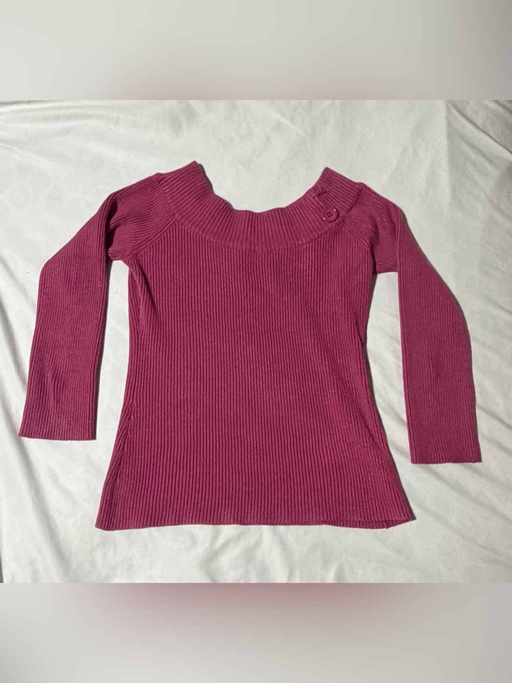 Fuchsia Ribbed Collared Knit Top